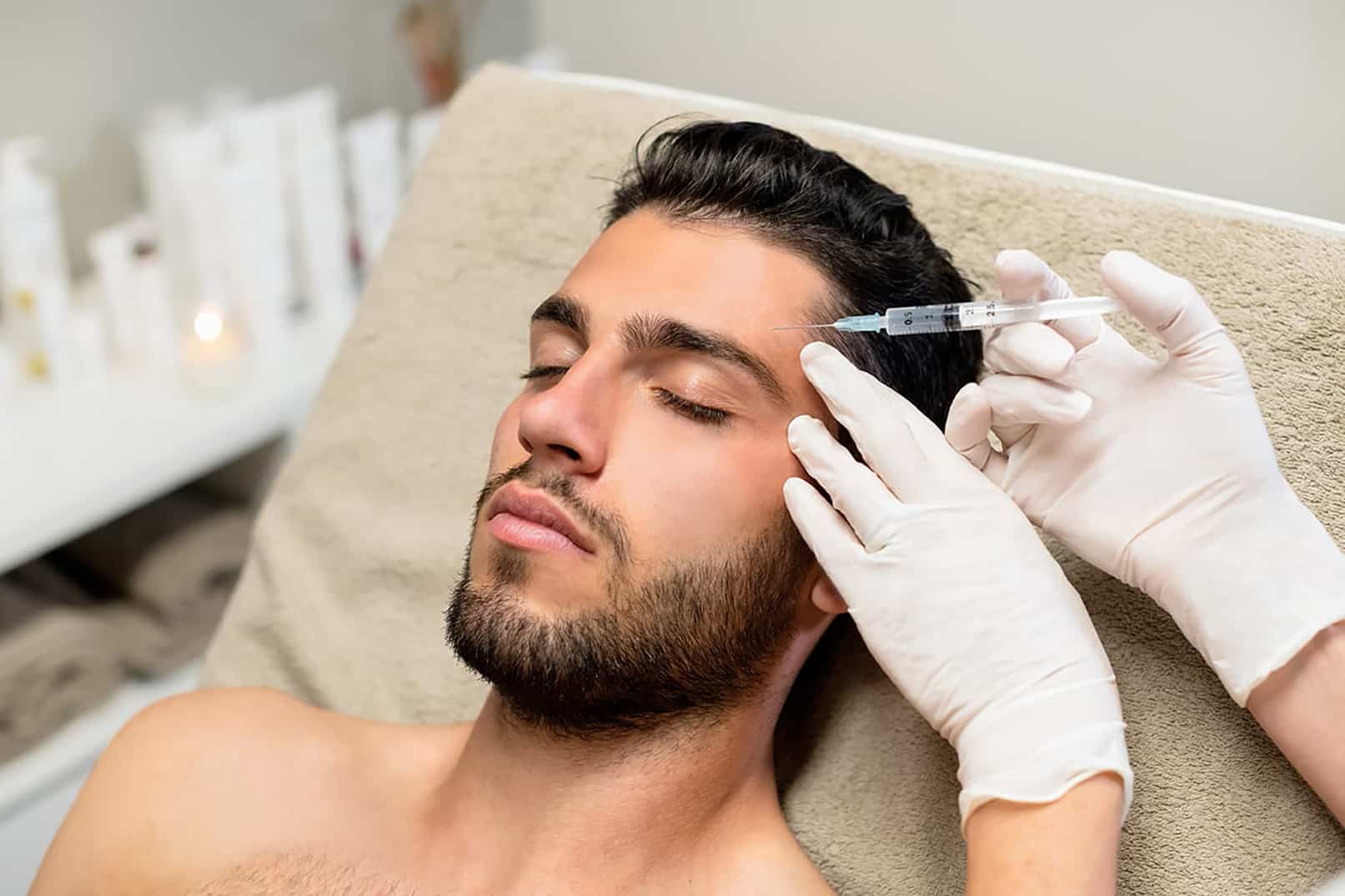 male receiving botox injections at Halo Skin Institute in california usa
